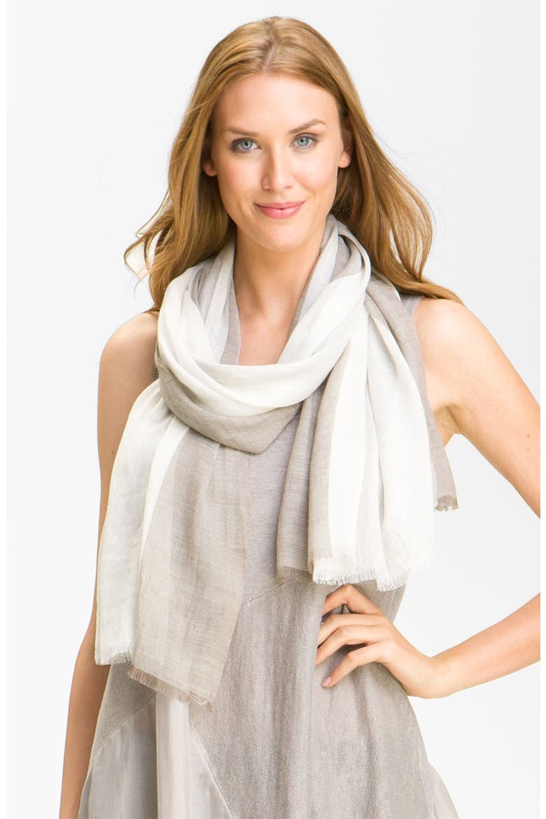 Two Tone Slub Knit Scarf, Main, color, STONE/BONE