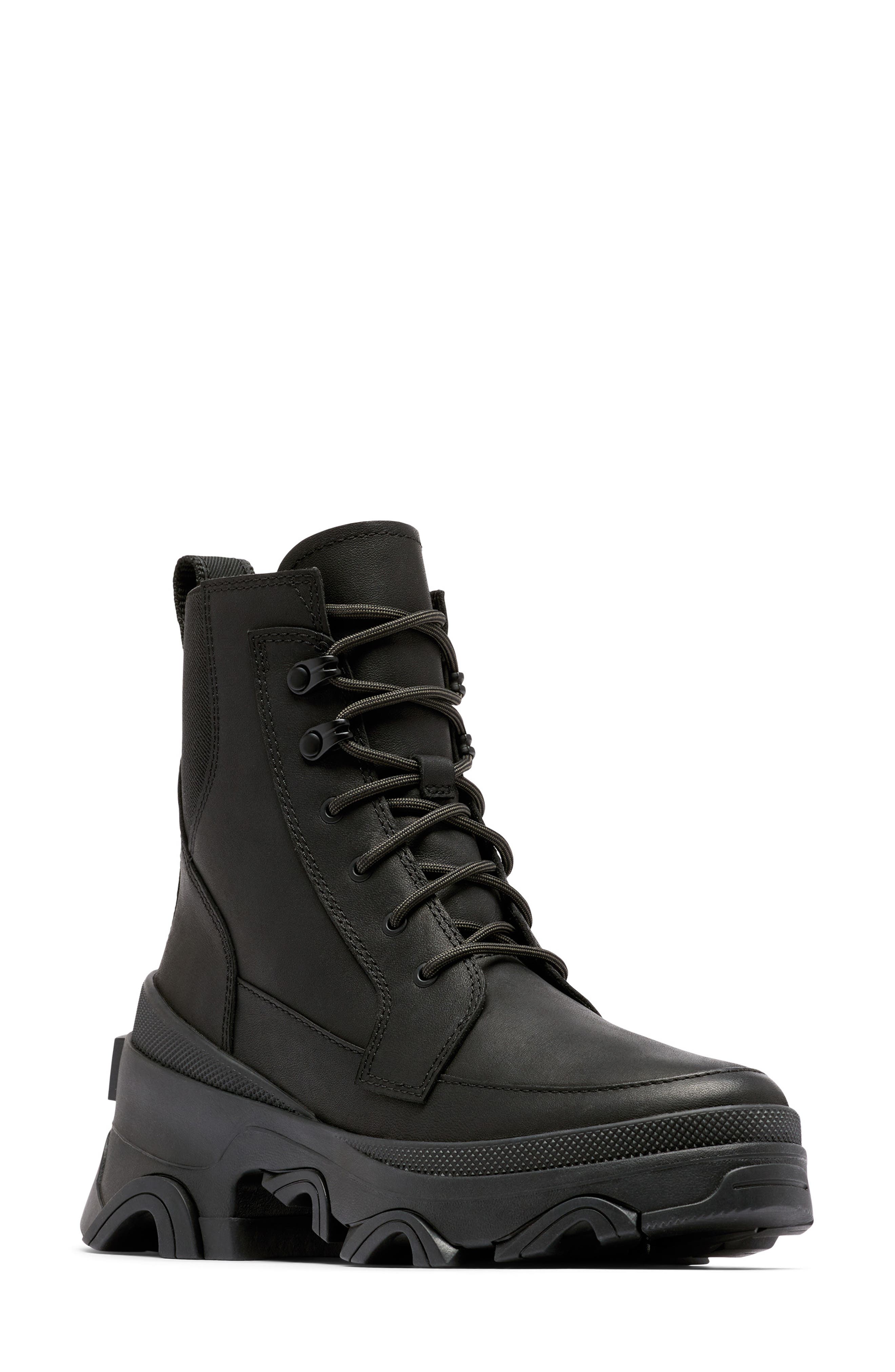 Brex™ Lace-Up Waterproof Bootie, Main, color, BLACK/ JET