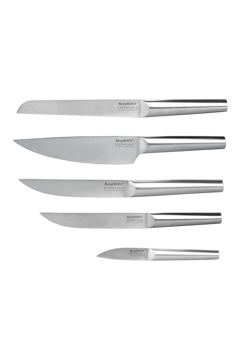 Eclipse 6-Piece Stainless Steel Knife Block Set, Main, color, SILVER
