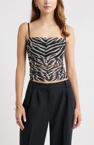 Open Edit Ruched Mesh Camisole