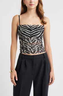 Open Edit Ruched Mesh Camisole