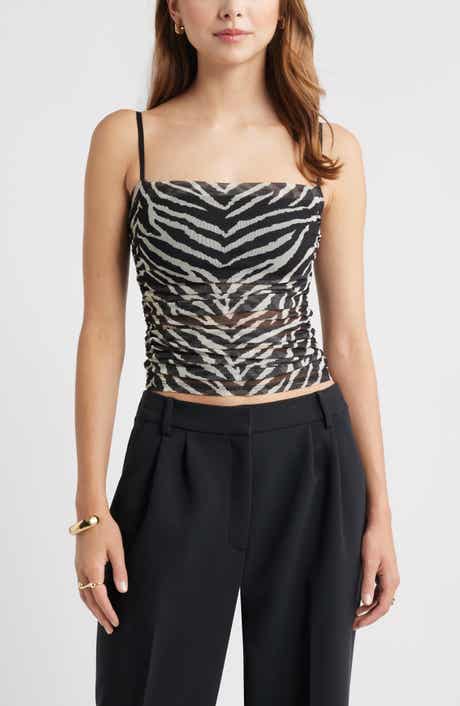 Open Edit Ruched Mesh Camisole