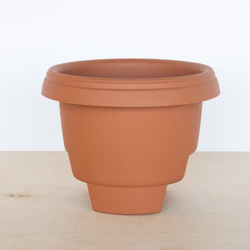 Bloem 12" Modica Deck Rail Round Planter, Terra Cotta In Brown