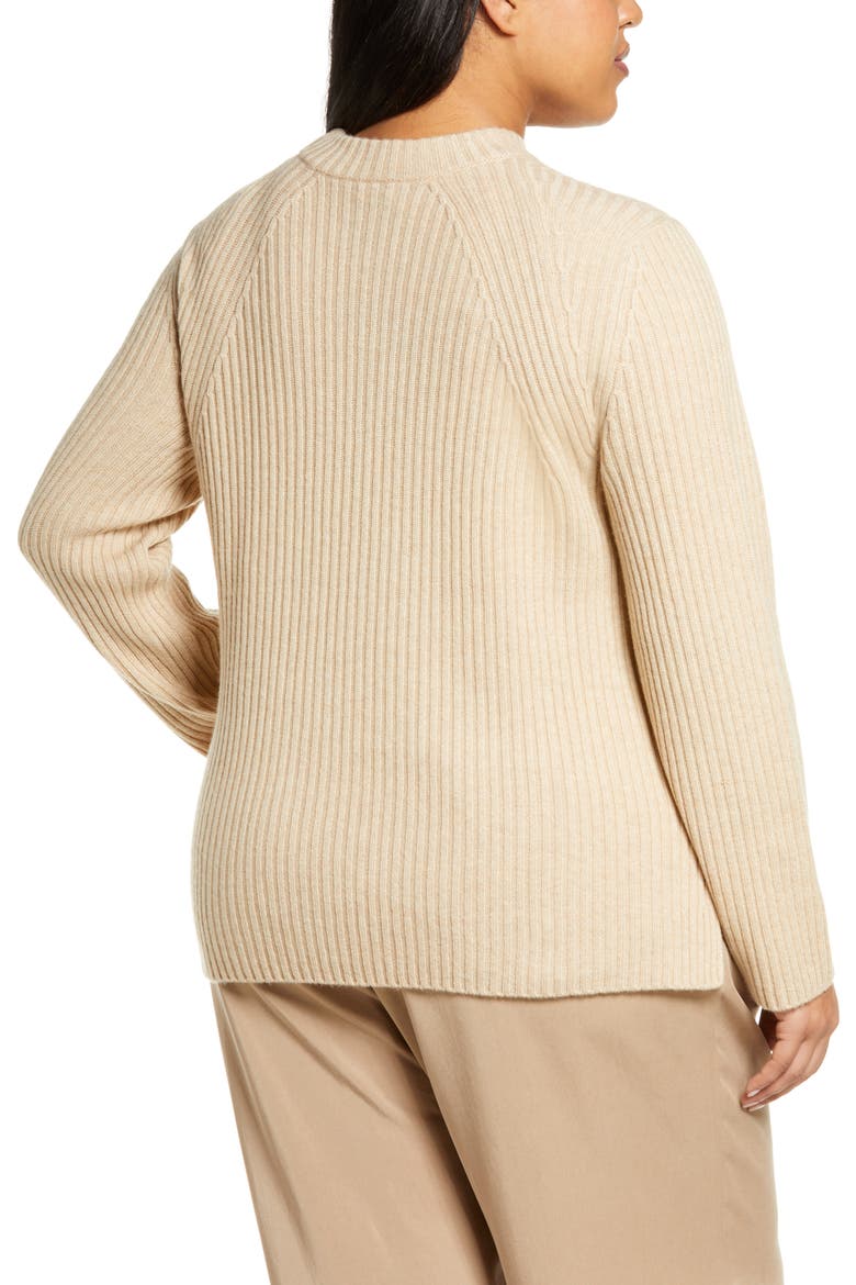 Wool & Cashmere Rib Sweater, Alternate, color, HEATHER WAFER