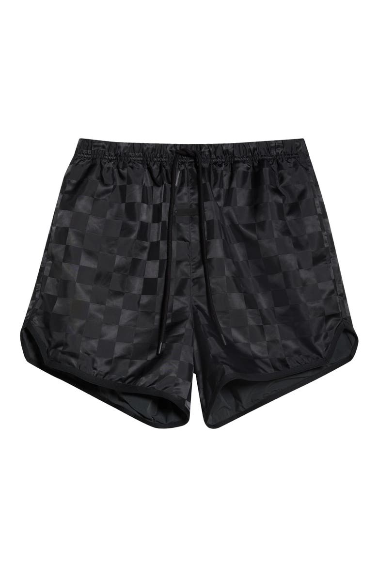 Checkered Gym Shorts, Main, color, VINTAGE BLACK