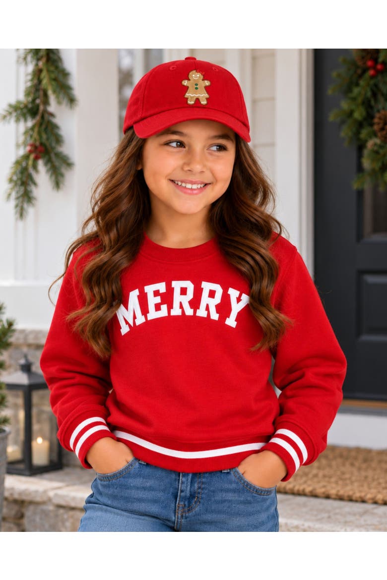 Gingerbread Bow Baseball Hat (baby), Alternate, color, Red