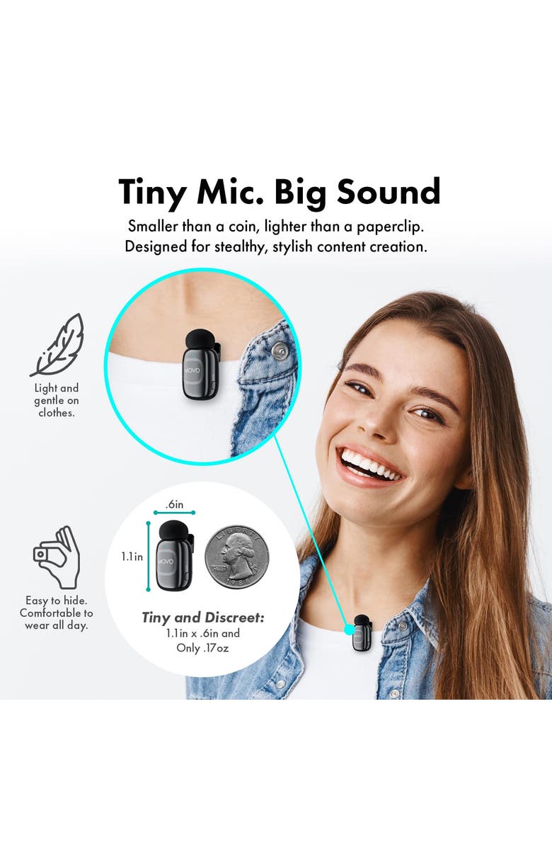 MOVO NanoMic Dual Lightning Wireless Microphone for iPhone 14 and below (Lightning) w/ WMX-HM2 Wireless Handle, Alternate, color, Black