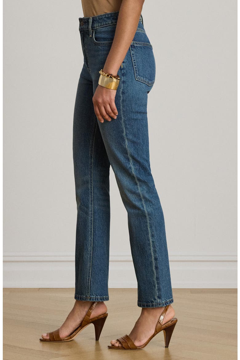 High Waist Ankle Straight Leg Jeans, Alternate, color, HAZE WASH BLUE