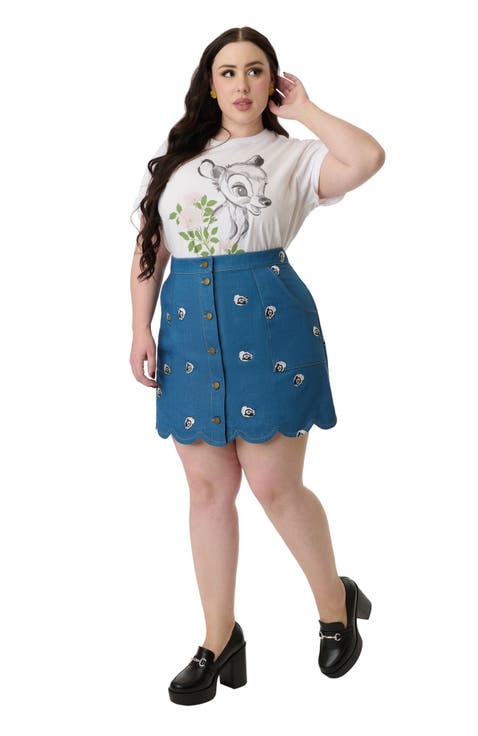 Plus Size Scallop Hem Mini Skirt