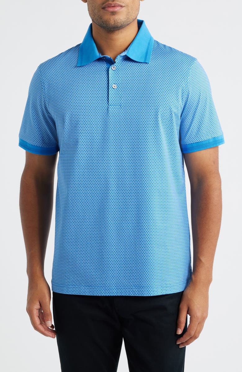 Bugatchi Vance OoohCotton<sup>®</sup> Microprint Polo, Main, color, Classic Blue