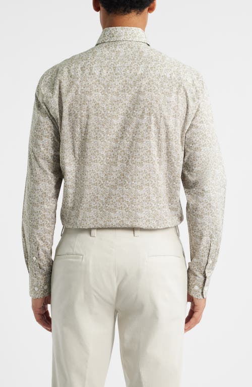 Jack Victor Lincoln Floral Stretch Cotton Button-up Shirt In Gray