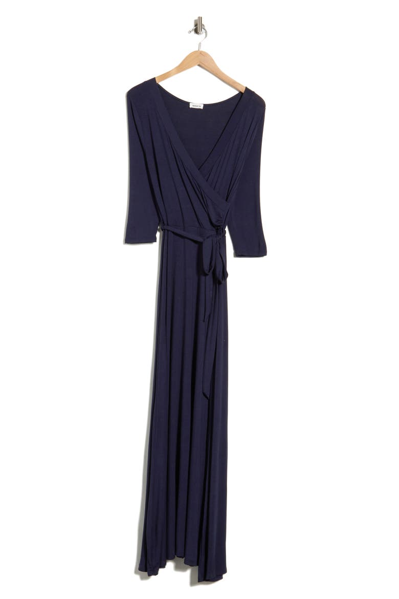 Faux Wrap Maxi Dress, Alternate, color, NAVY
