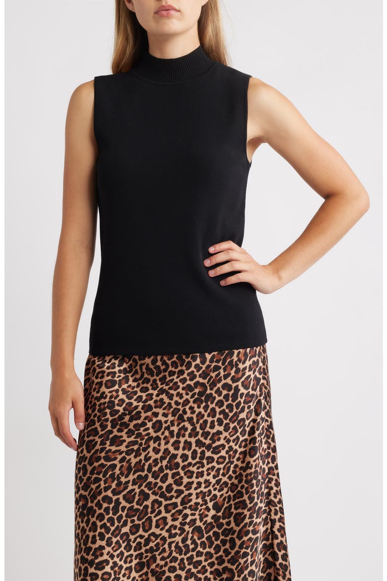 Sleeveless Mock Neck Sweater, Main, color, ANNE BLACK