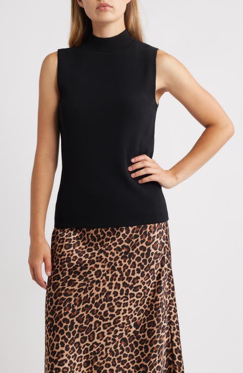 Sleeveless Mock Neck Sweater