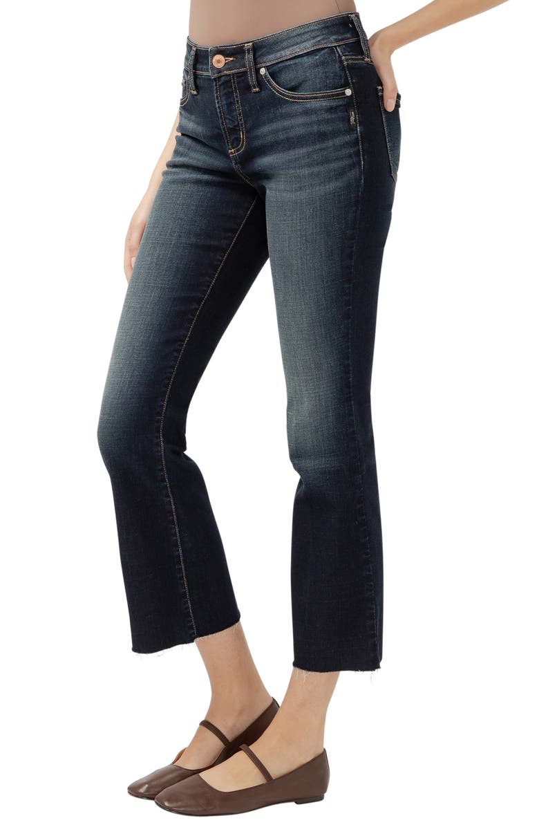 Silver Jeans Co. Suki Curvy Raw Hem Mid Rise Kick Flare Jeans, Alternate, color, 