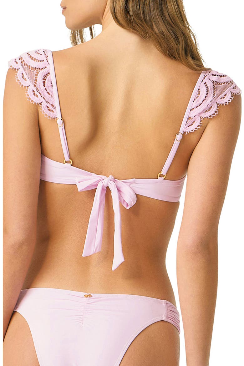 Gia Underwire Lace Trim Cap Sleeve Bikini Top, Alternate, color, ROSE