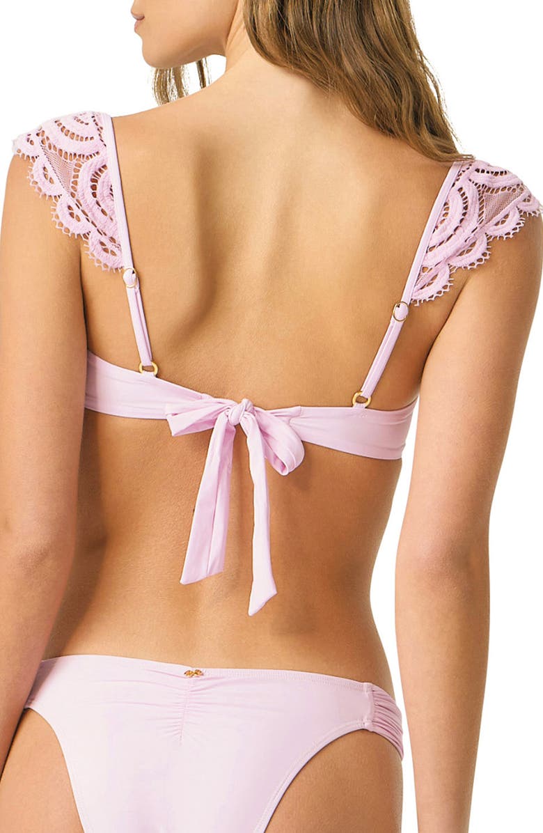 PQ SWIM Gia Underwire Lace Trim Cap Sleeve Bikini Top, Alternate, color, Rose