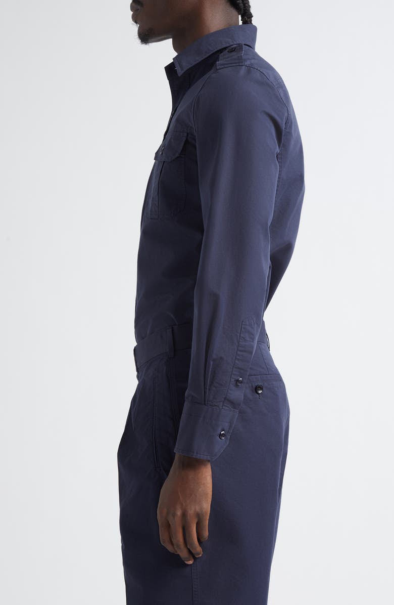 TOM FORD Fluid Cotton & Silk Poplin Western Shirt, Alternate, color, Hb825 Navy