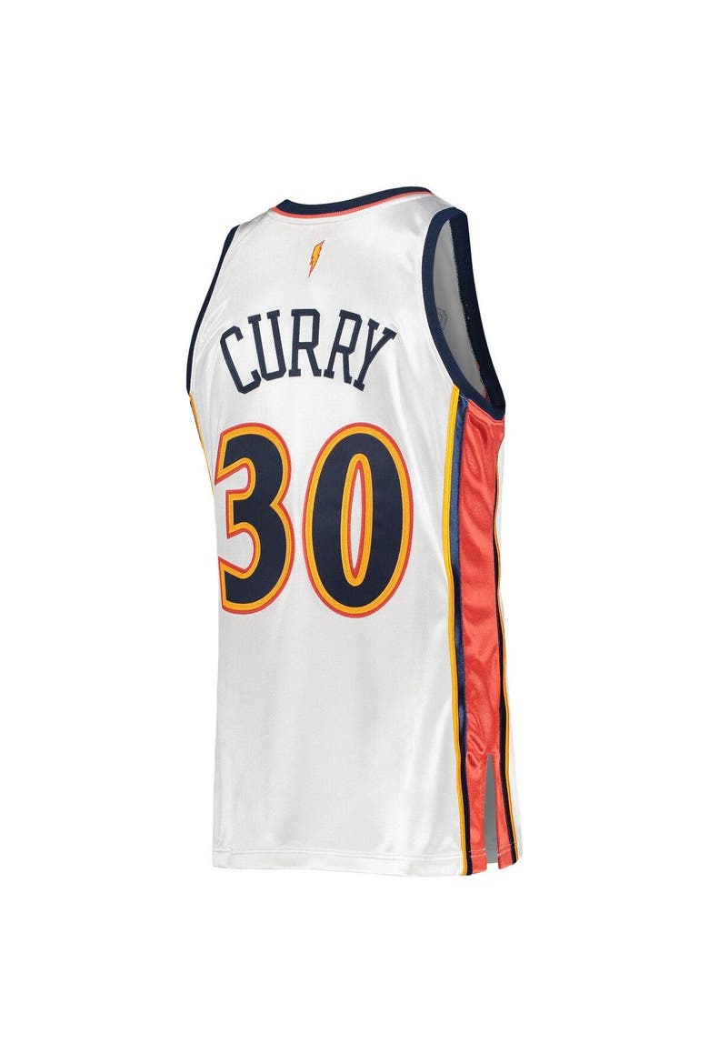 Men's Mitchell & Ness Stephen Curry White Golden State Warriors 2009/10 Hardwood Classics Authentic Jersey, Alternate, color, White