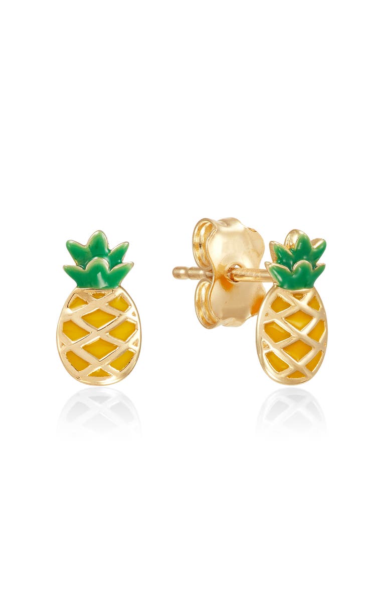 Frankie & Zoe Pineapple Stud Earrings, Main, color, Yellow Gold