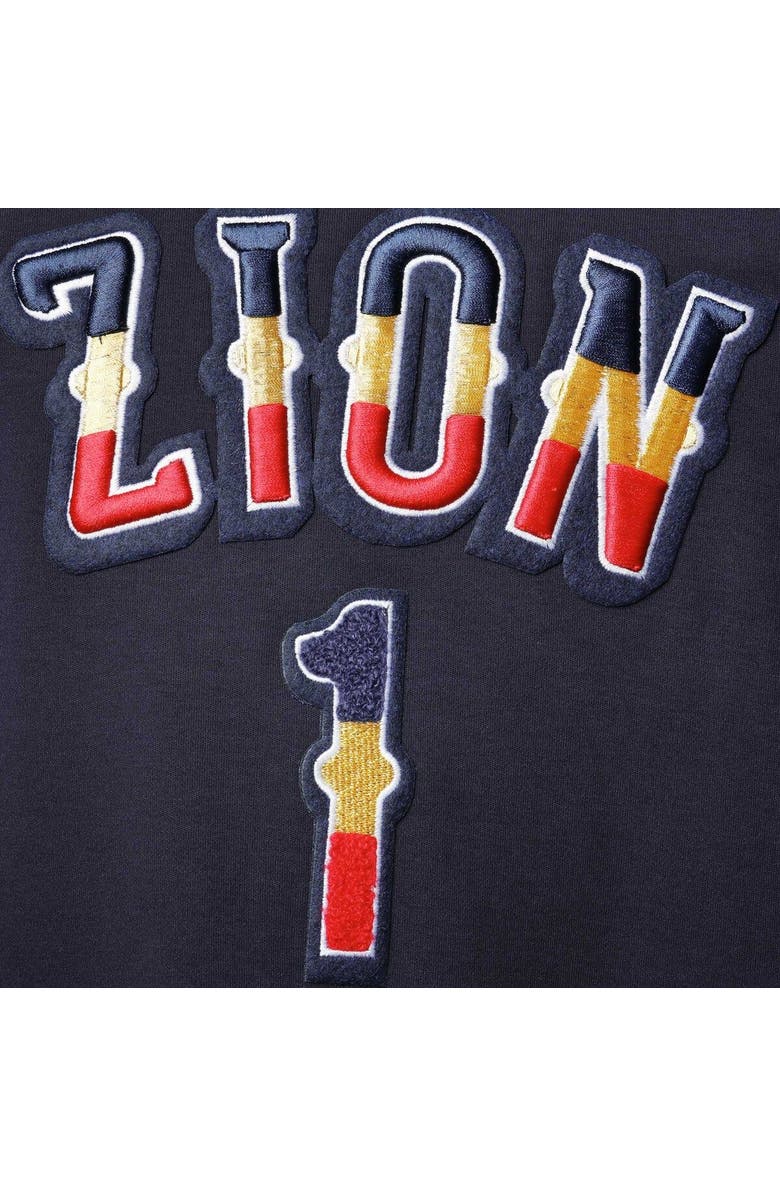 PRO STANDARD Men's Pro Standard Zion Williamson Navy New Orleans Pelicans Name & Number Short Sleeve Pullover Hoodie, Alternate, color, 