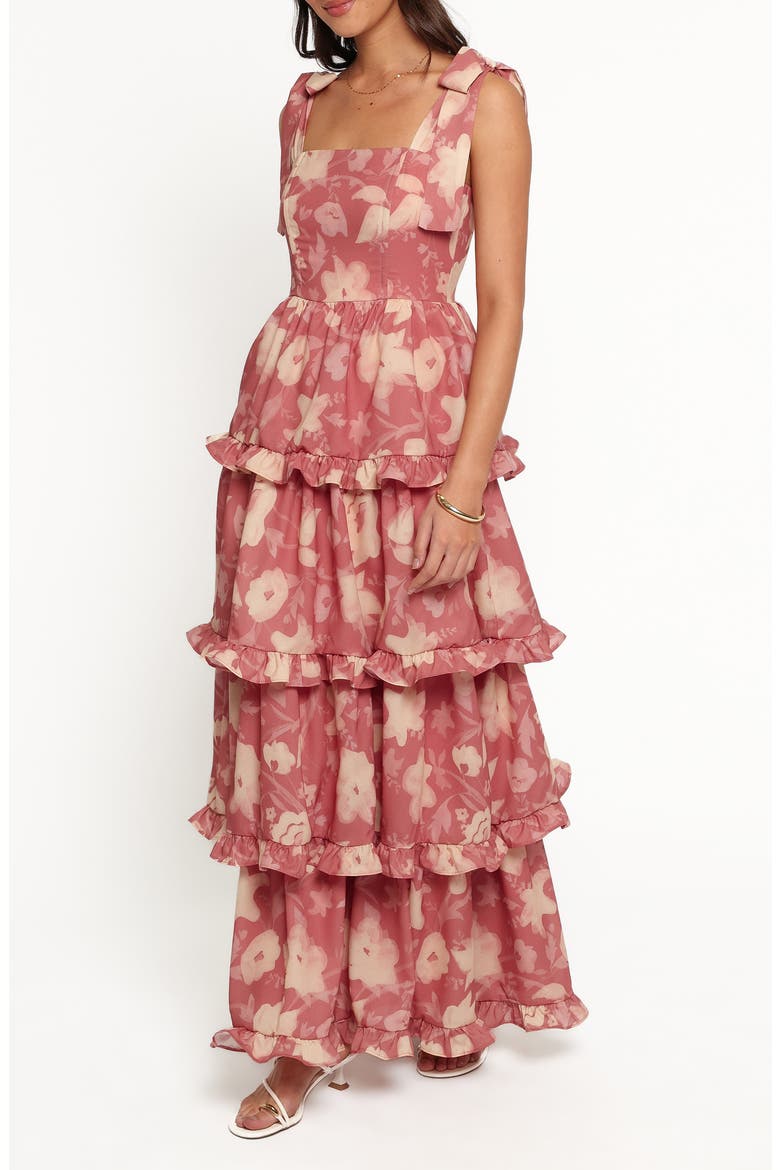 Lavina Floral Tiered Maxi Dress, Alternate, color, TERRACOTTA FLORAL