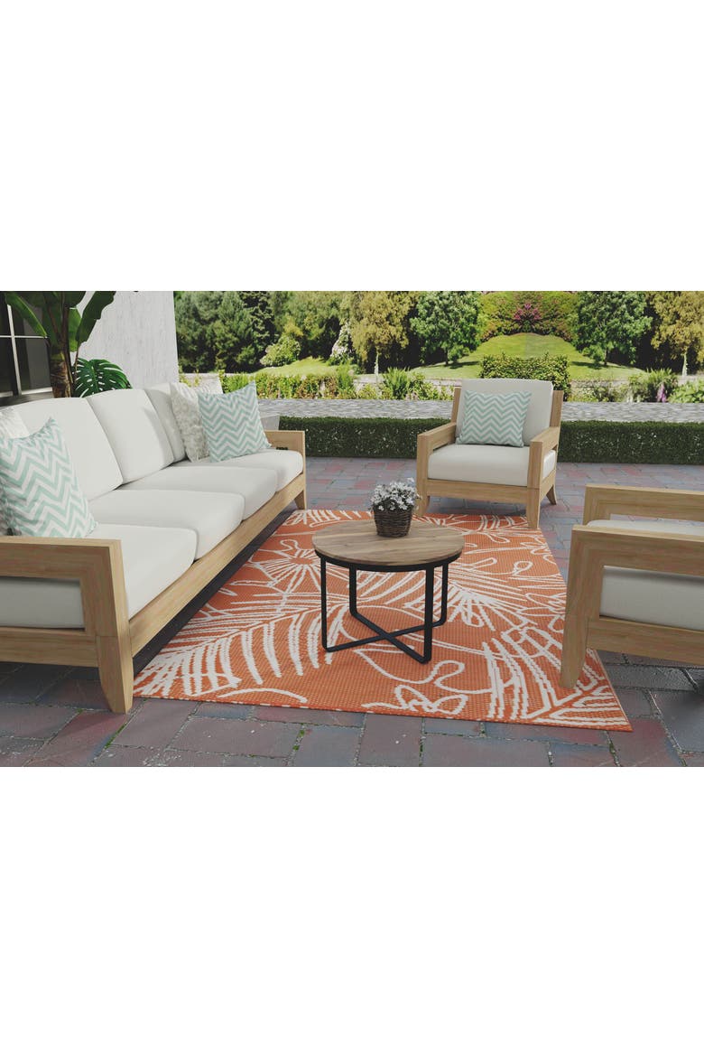 Palm Leaf Rug, Alternate, color, Salmon White - 5'x8'