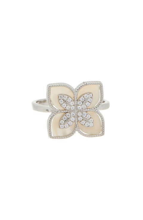 Mother-of-Pearl & Cubic Zirconia Flower Ring