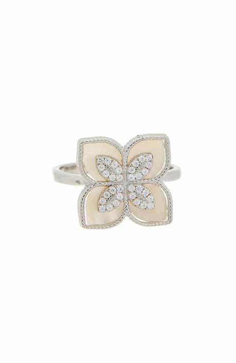 Juvell Mother-of-Pearl & Cubic Zirconia Flower Ring