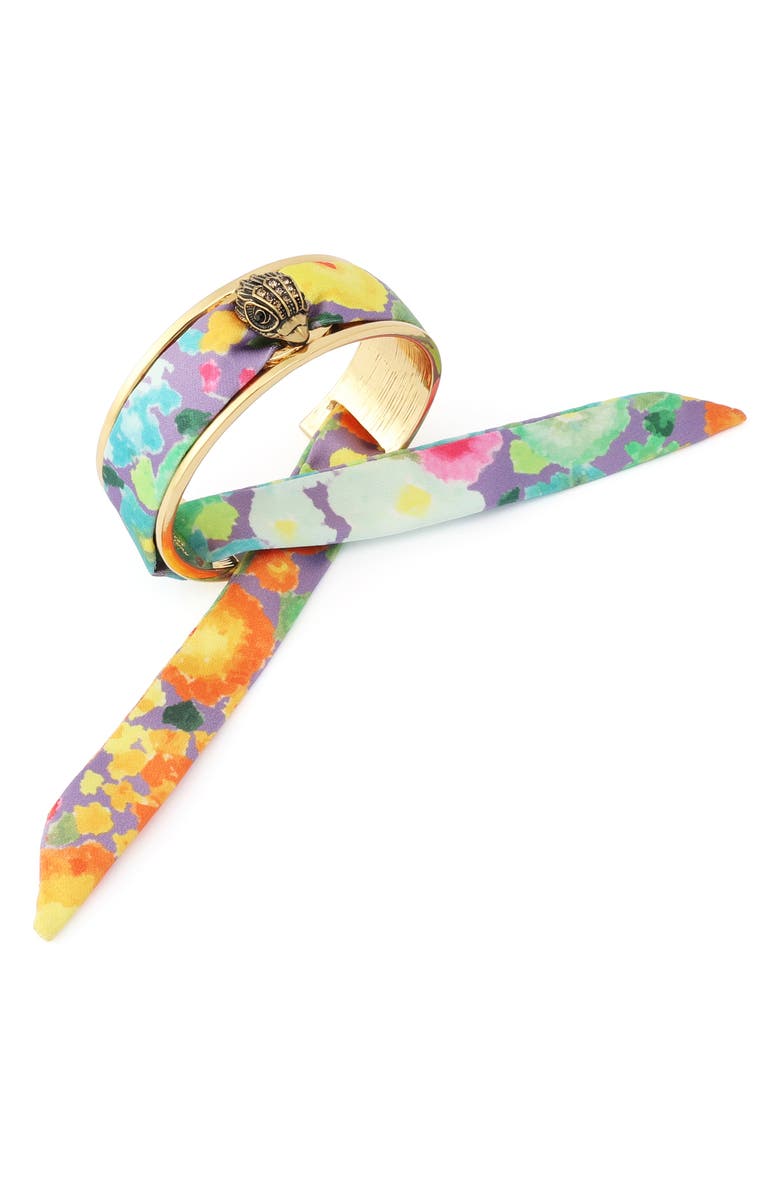 Kurt Geiger London Floral Fabric Tie Cuff Bracelet, Alternate, color, Gold/ Multi