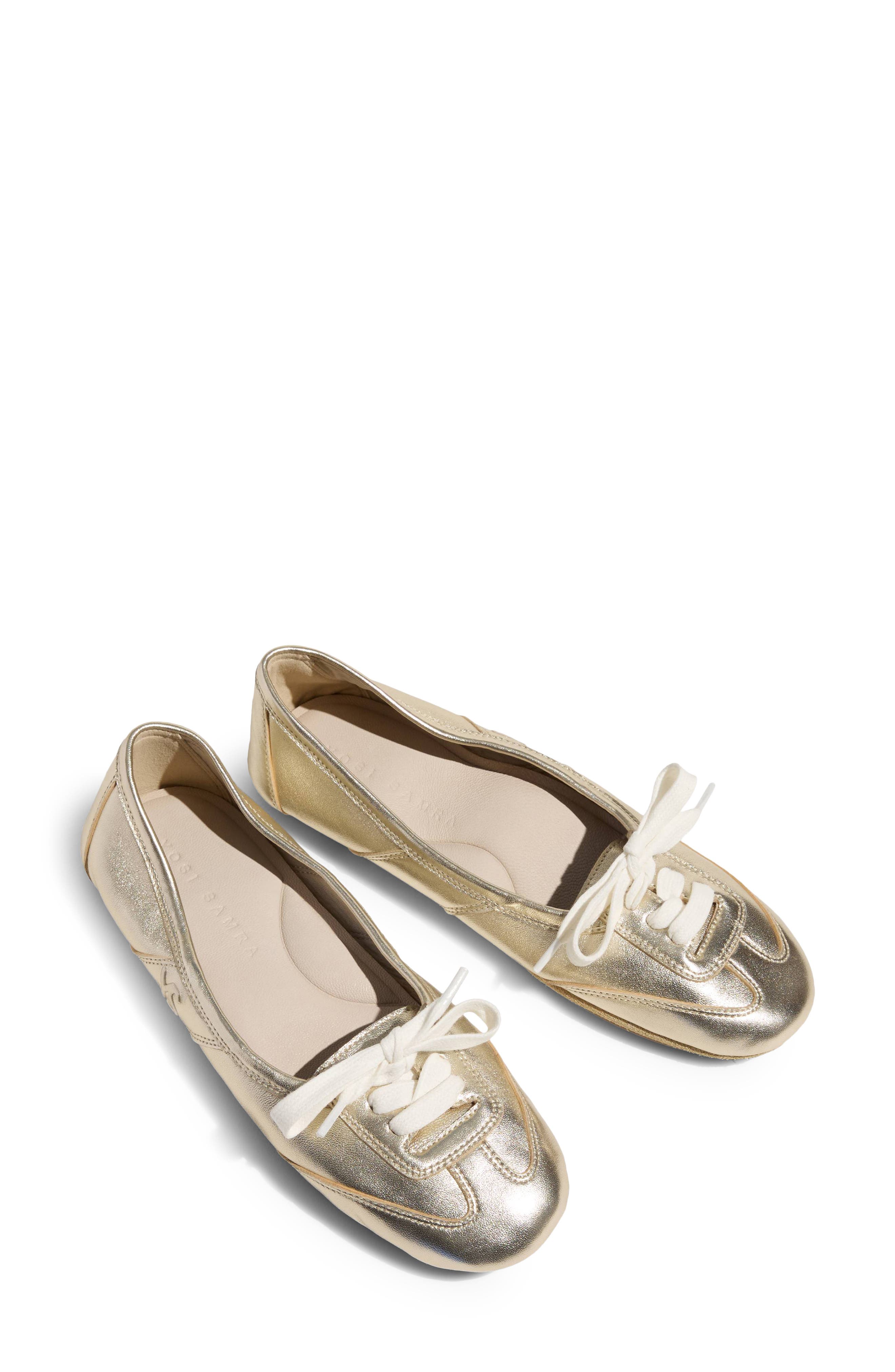 Commuter Leather Sneaker Flat, Alternate, color, GOLD