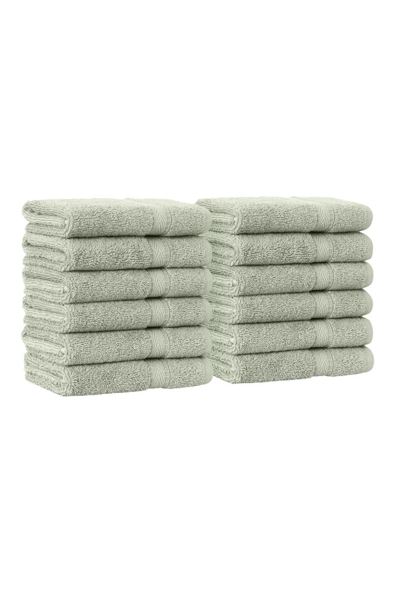 100% Turkish Cotton Sinemis Terry Washcloths - Set of 12, Alternate, color, GREEN