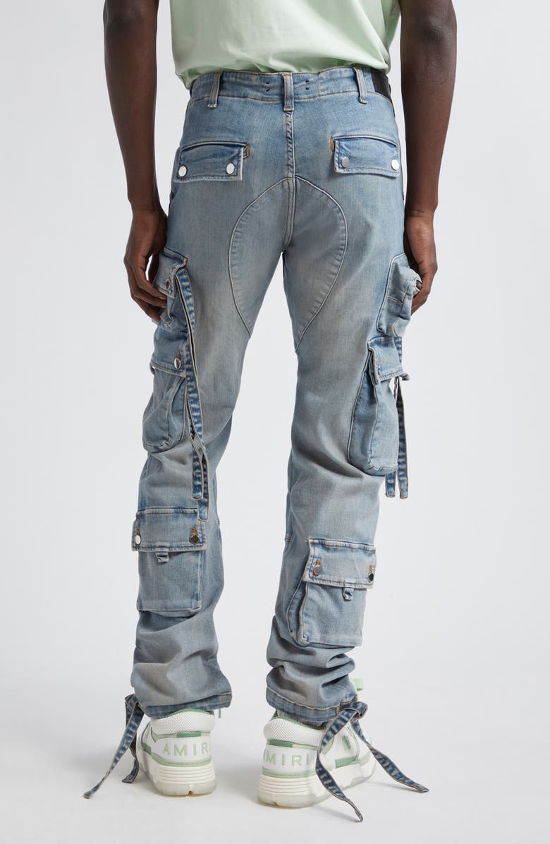 AMIRI Tactical Distressed Cargo Jeans, Alternate, color, Antique Indigo