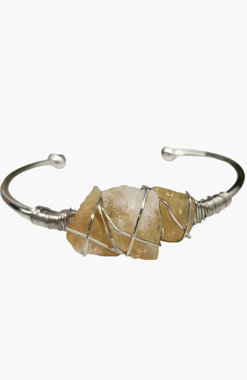 Humanist Beauty Gemstone Wire-wrapped Bracelet In Citrine/white Gold