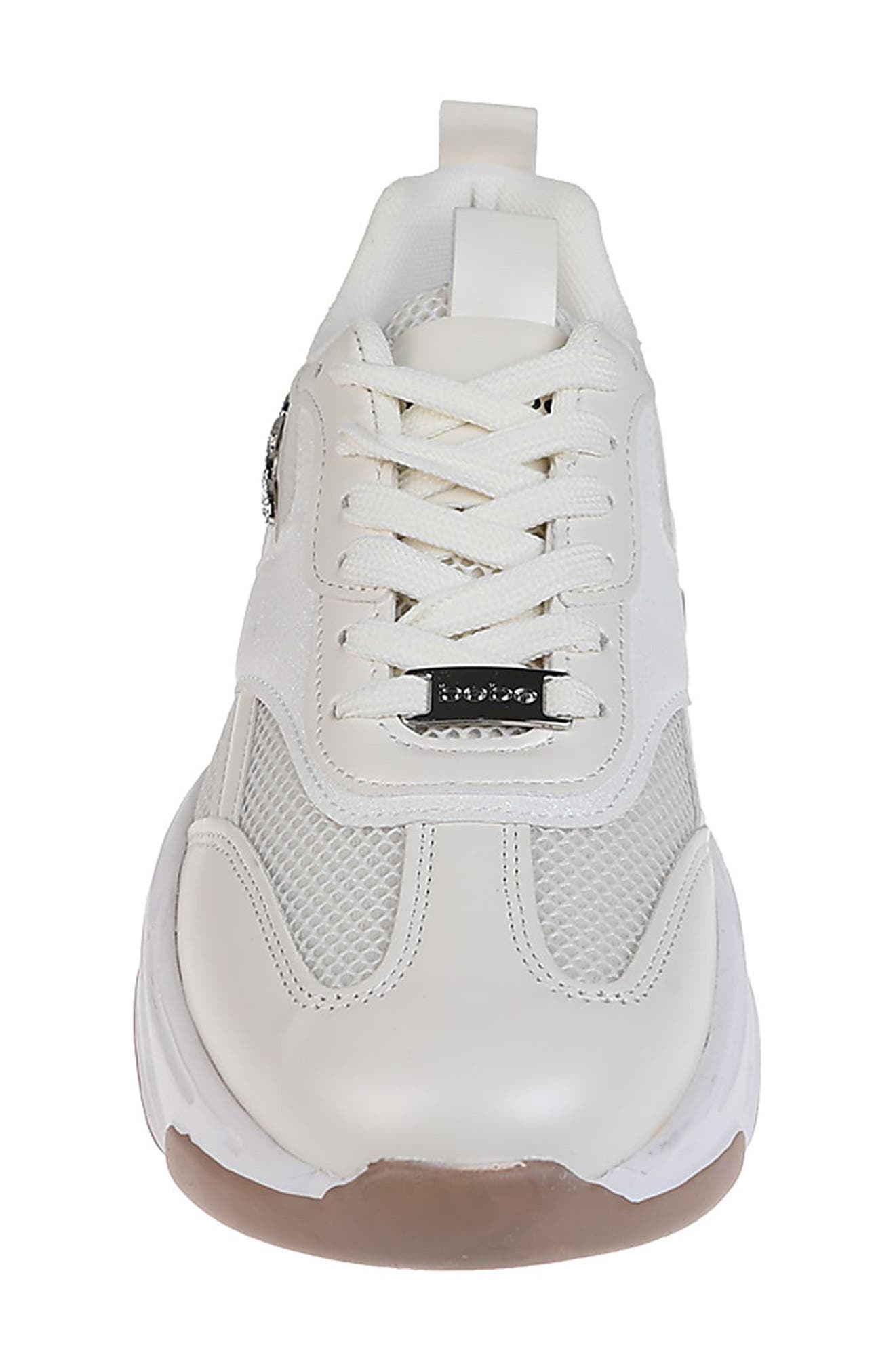 bebe Mixed Media Sneaker, Alternate, color, Off White