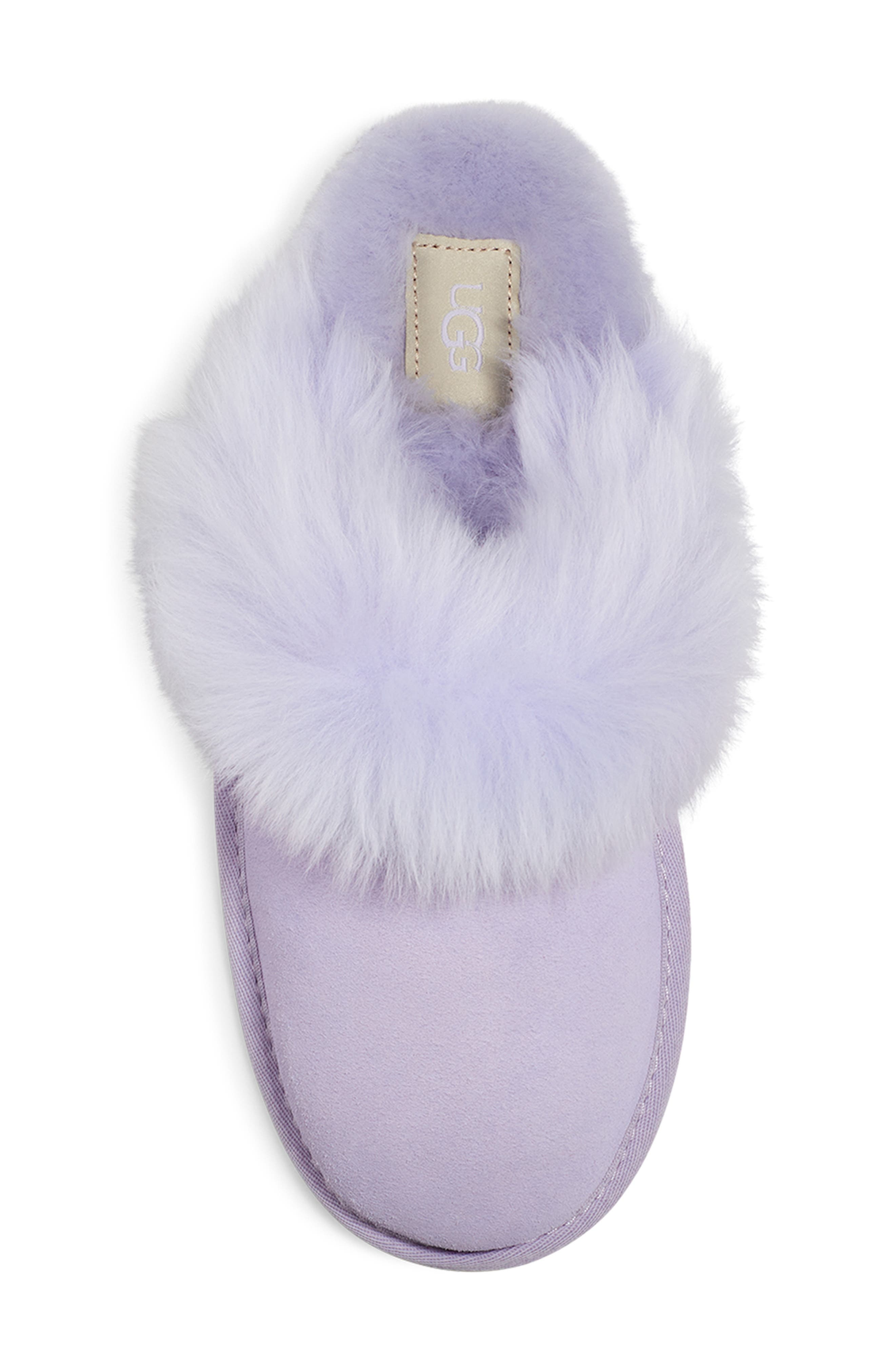 Scuff Sis Genuine Shearling Mule Slipper, Alternate, color, SAGE BLOSSOM