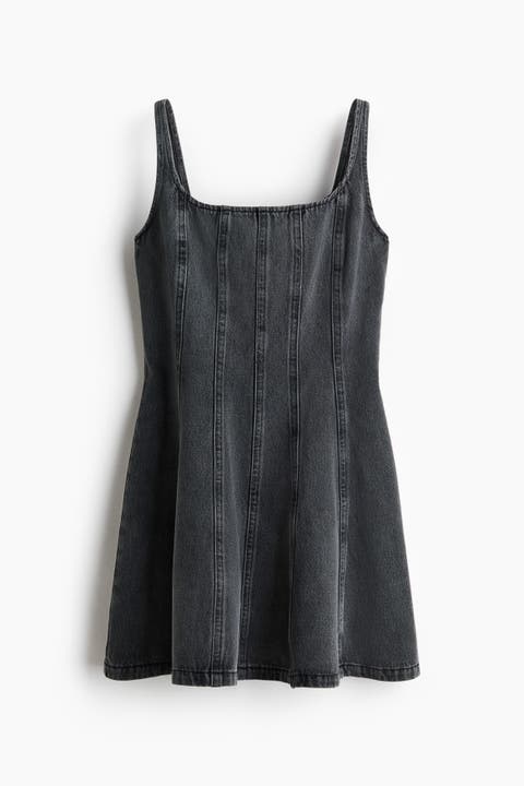 Flared-skirt Denim Dress