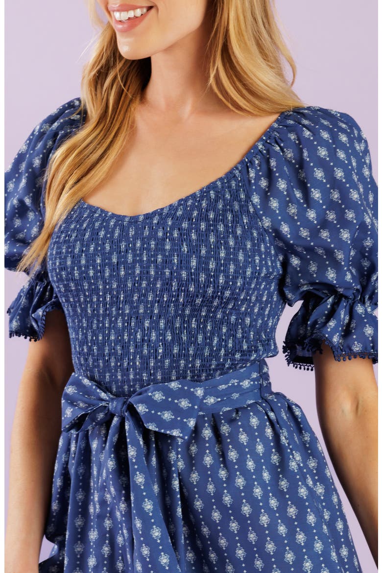 Print Short Romper, Alternate, color, NAVY