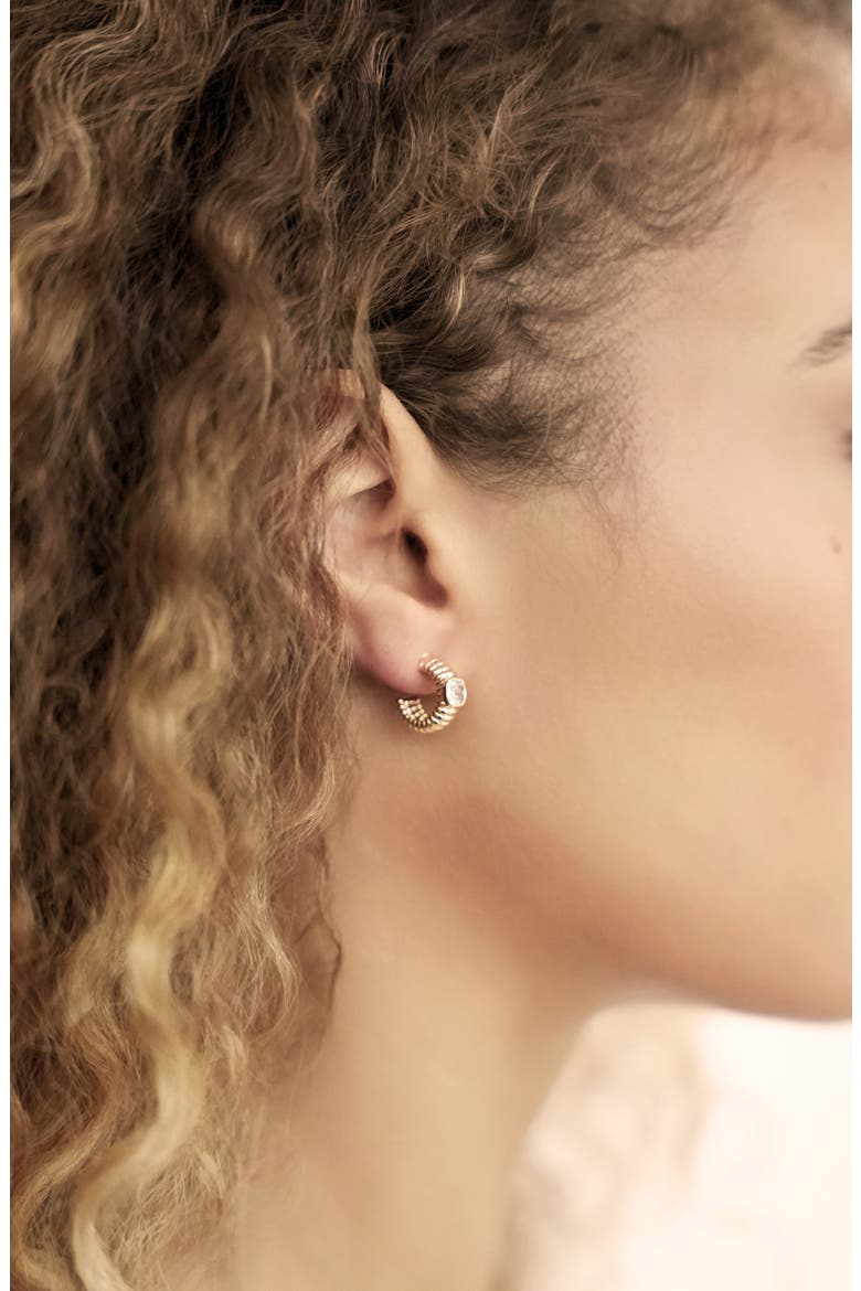 Contemporary Textured Small Hoop Earrings, Alternate, color, GOLD