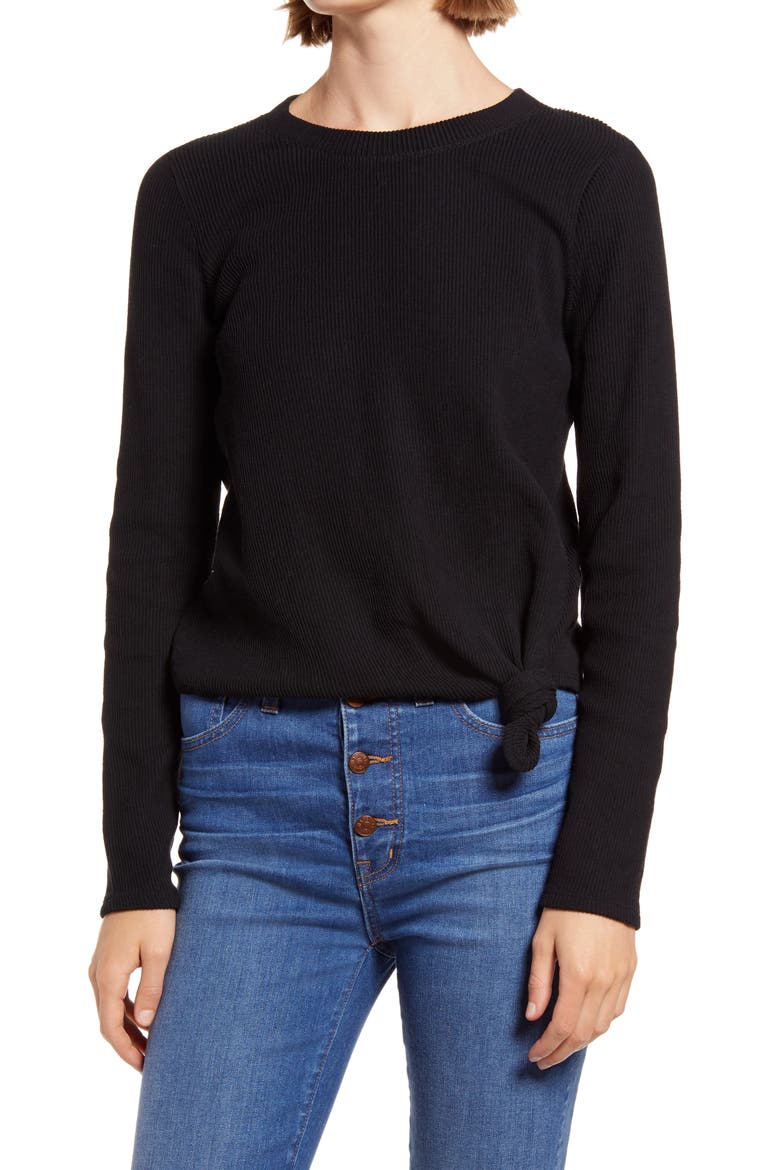 Elwood Knot Front Top, Main, color, TRUE BLACK