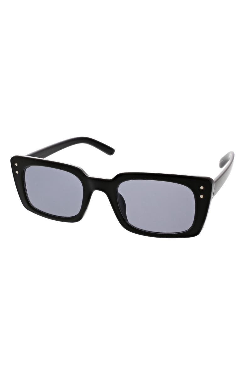 BCBG Retro 52mm Rectangle Sunglasses, Alternate, color, Shiny Black