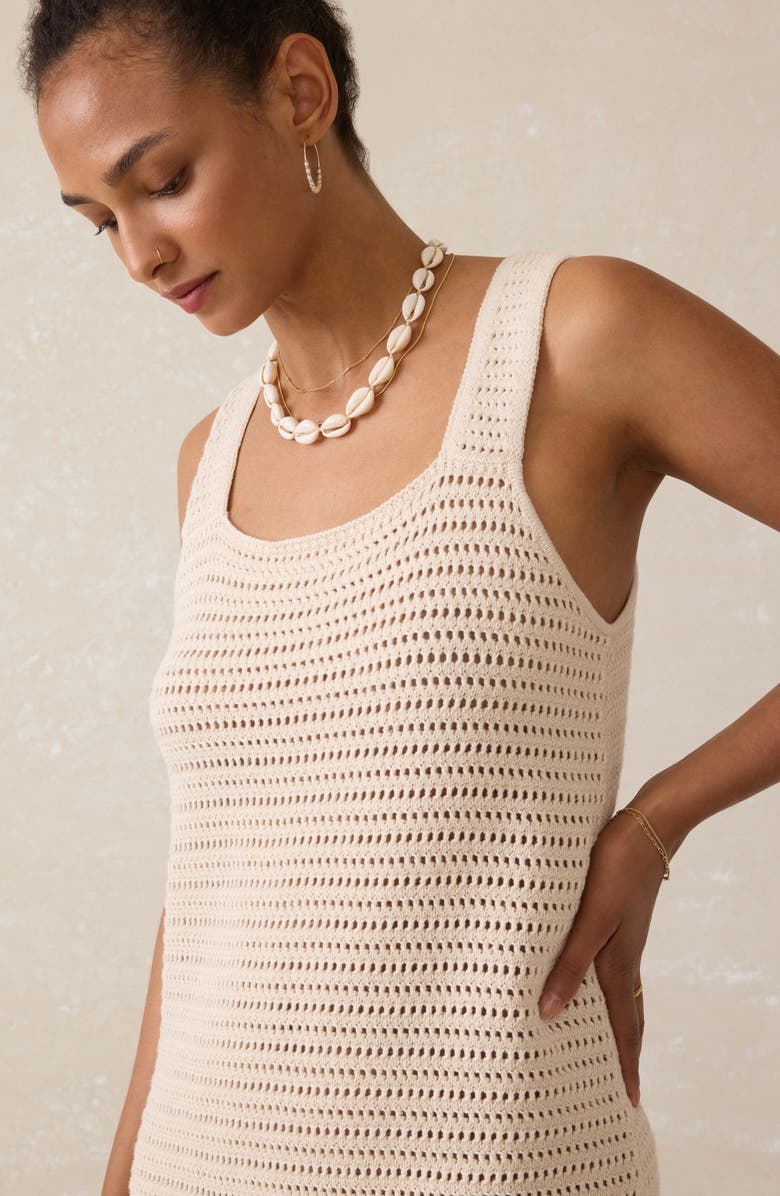 Faherty Seacoast Open Stitch Cotton Minidress, Alternate, color, Cream