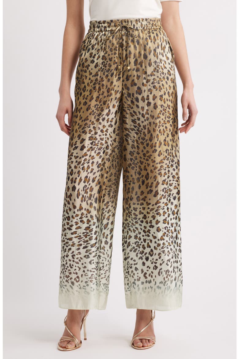 Print Ombré Wide Leg Pants, Main, color, BROWN MULTI
