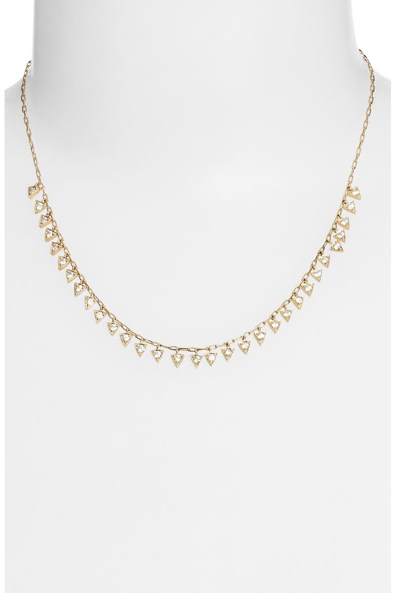 'Pyramid - Mini Fringe' Frontal Necklace, Alternate, color, GOLD/ CLEAR