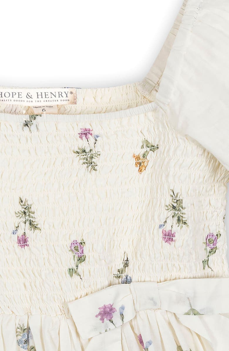 Hope & Henry Kids' Organic Bubble Sleeve Smocked Dress, Alternate, color, Harvest Floral