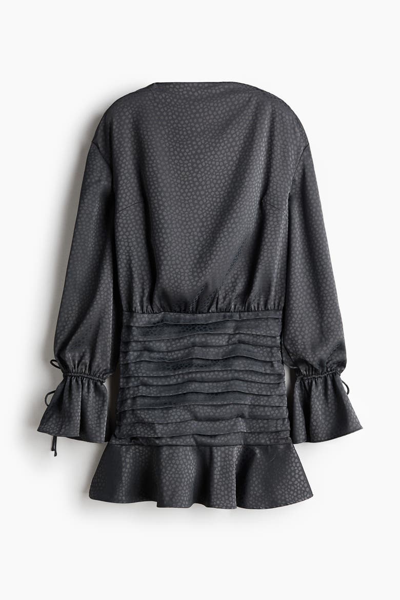 Pleated Chiffon Dress, Alternate, color, Dark gray/patterned