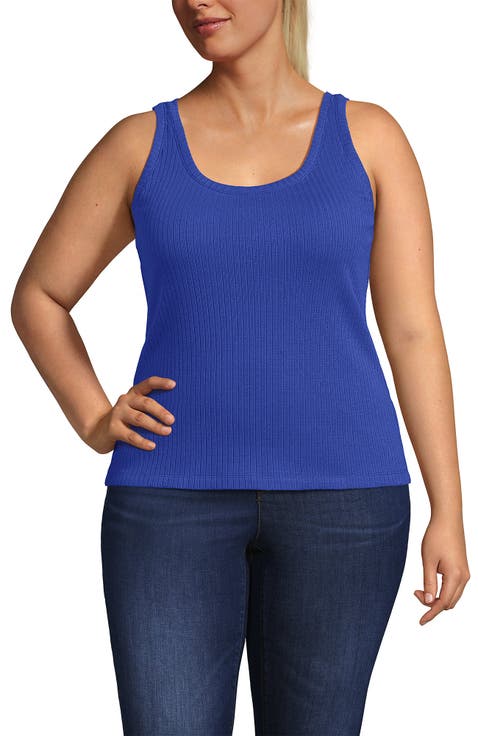 Plus Size Pointelle Rib UNeck Tank