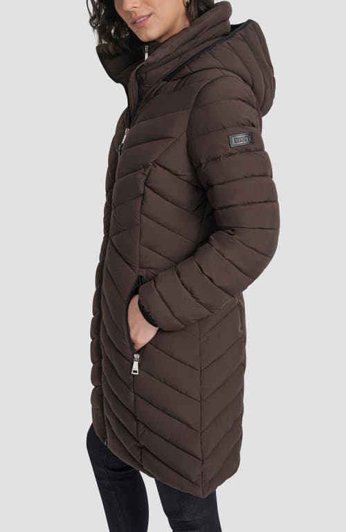 Dkny Stretch Packable Coat In Brown