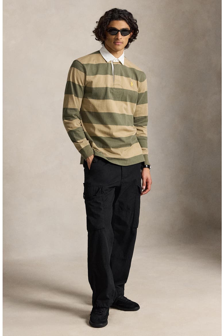 Stripe Long Sleeve Rugby Shirt, Alternate, color, OLIVE MULT