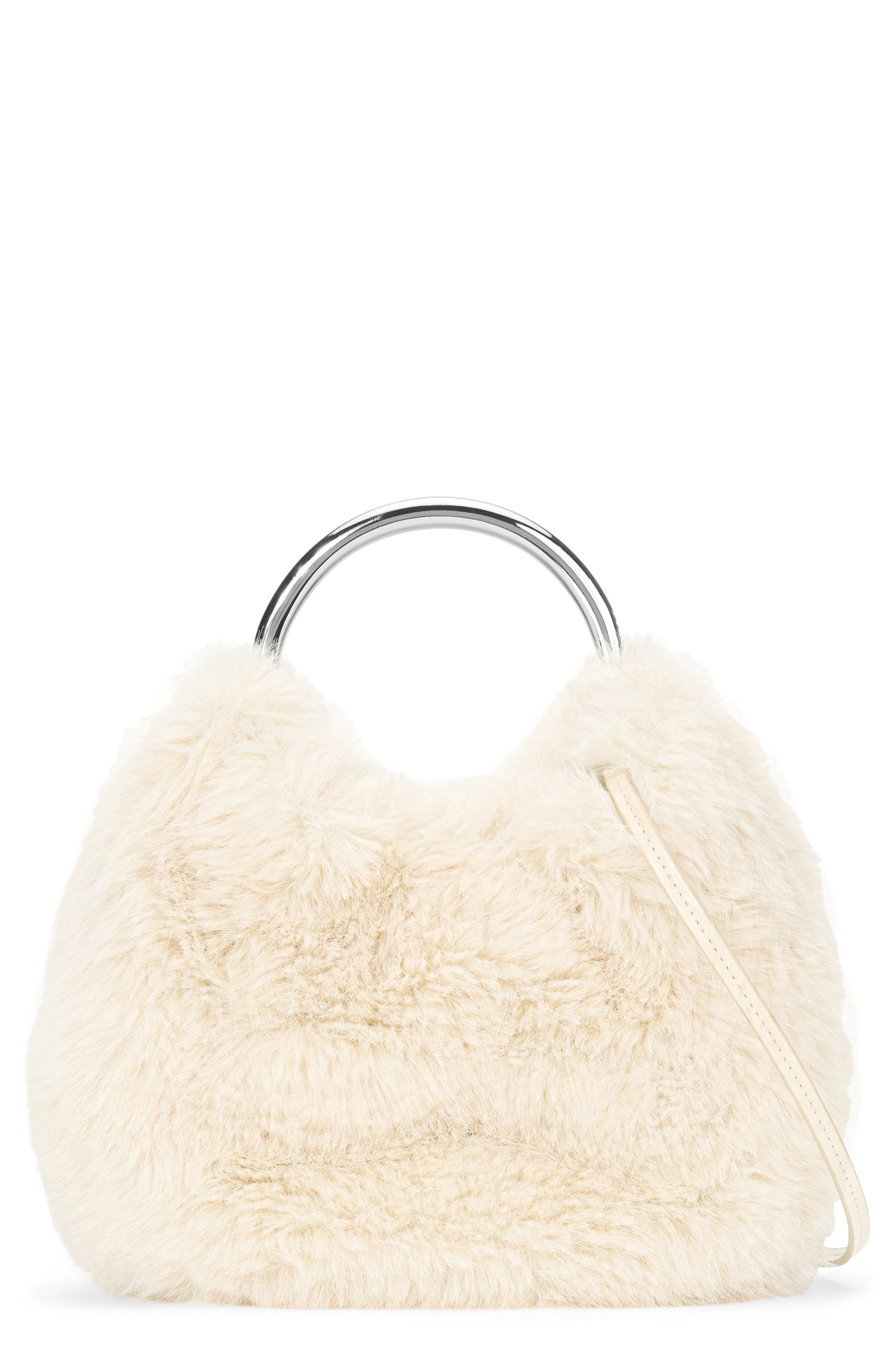 STAUD Romeo Faux Fur Top Handle Bag, Main, color, 